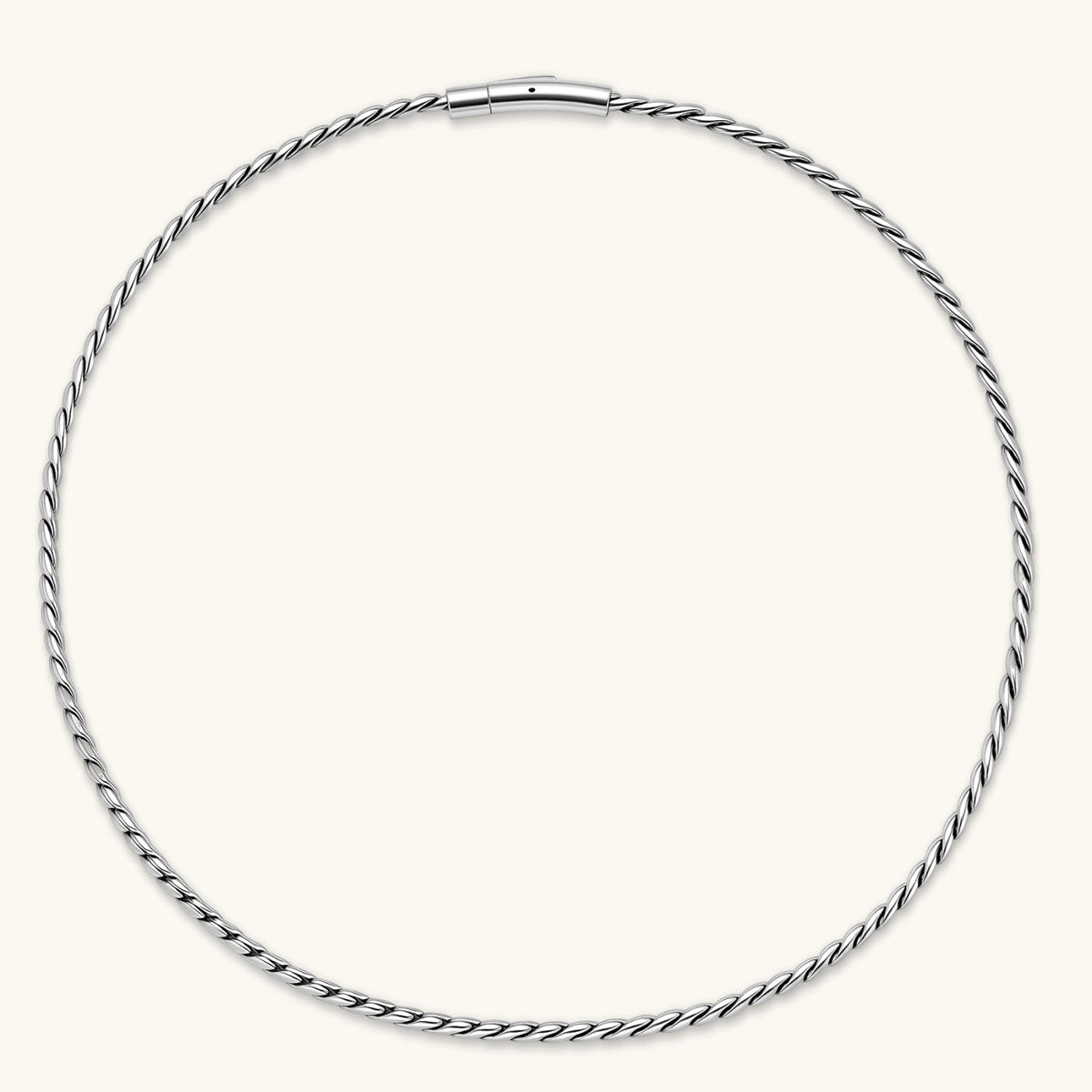 Men's 316L stainless steel twisted rope chain necklace, 560mm length, 3.9mm width, silver tone, screw clasp.